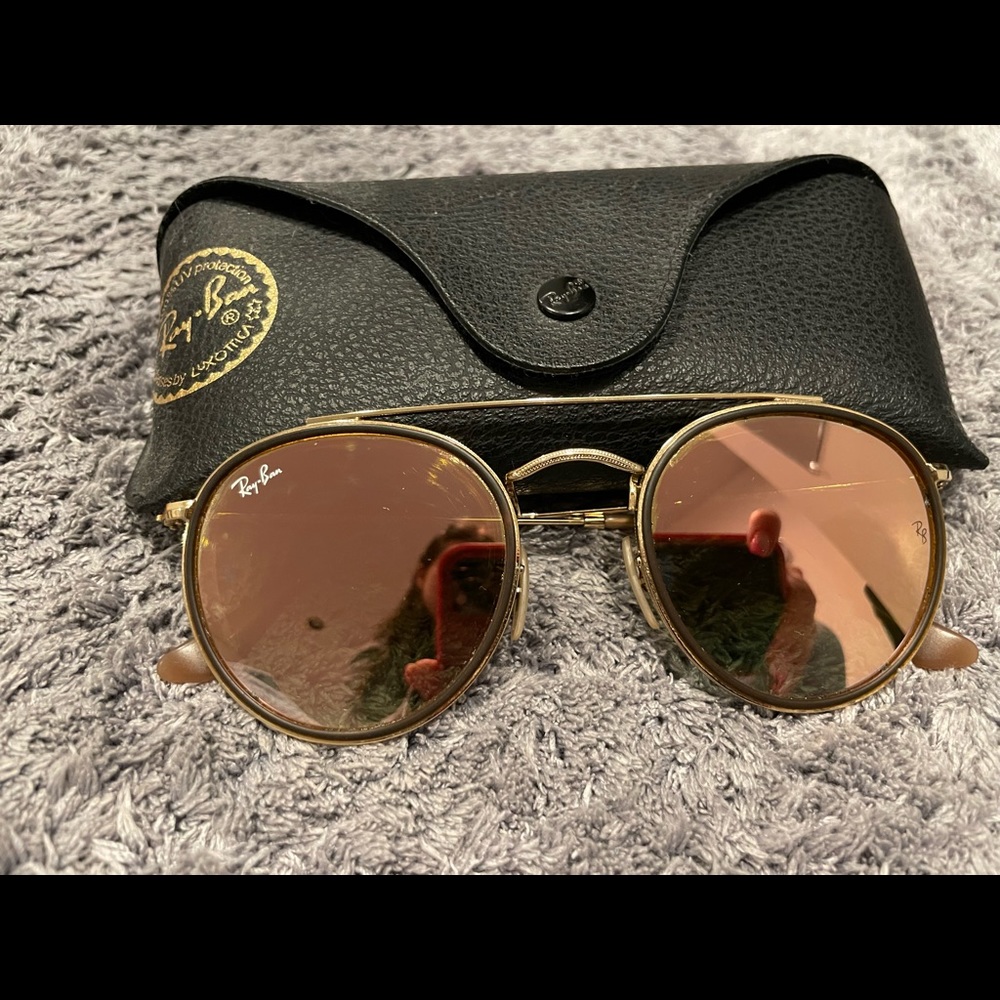Rose gold double bar rayban sunglasses